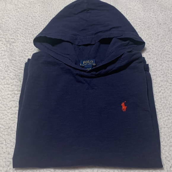 Ralph Lauren Polo Boys Navy Hoodie Tee, EUC, Size Large (14-16) - Picture 9 of 9